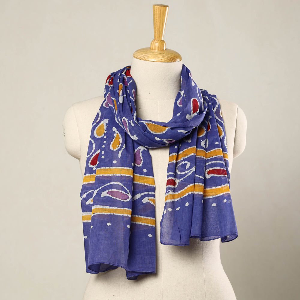 Blue - Hand Batik Printed Mul Cotton Stole 28