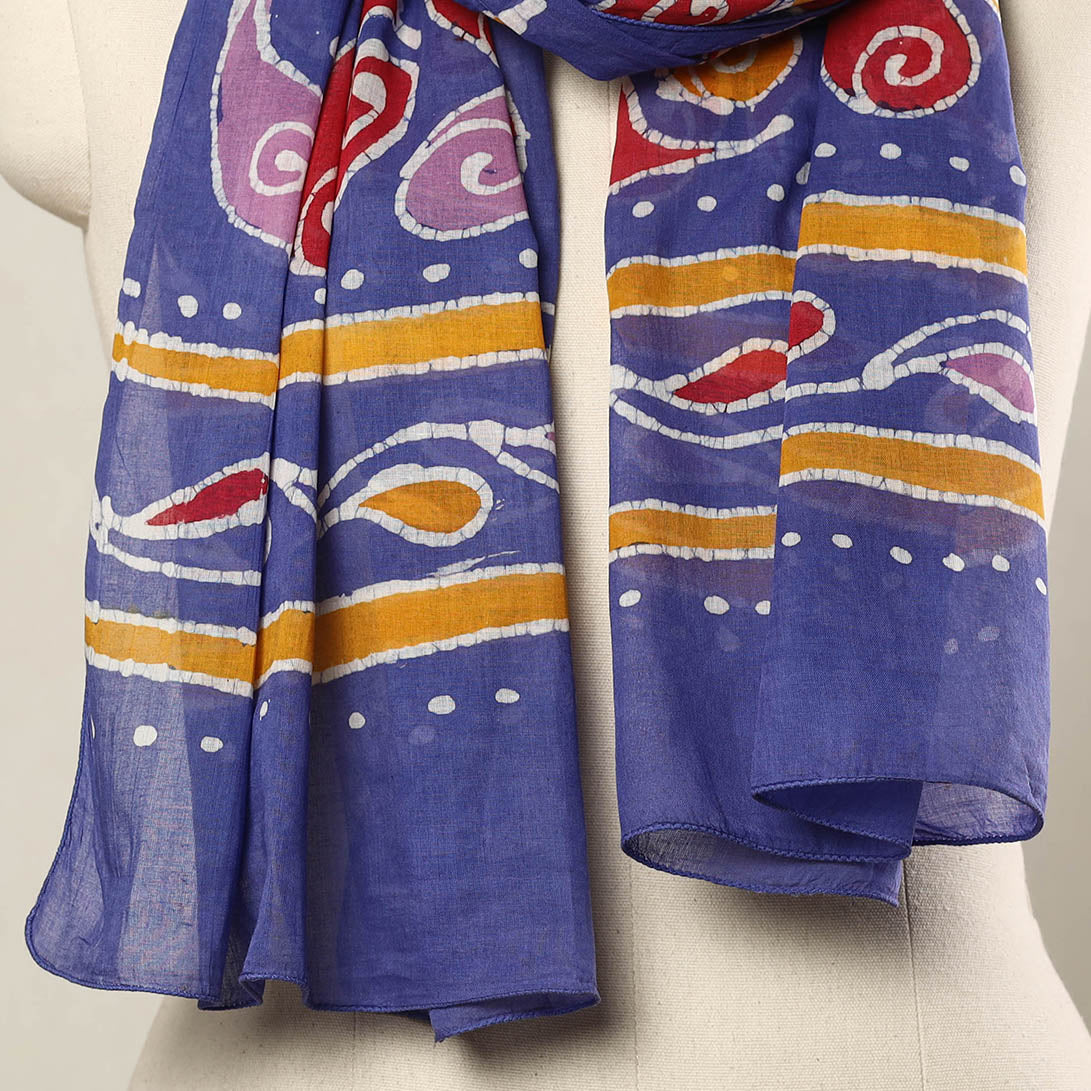 Blue - Hand Batik Printed Mul Cotton Stole 29