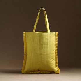 Yellow - handcrafted cotton frill jhola bag 12