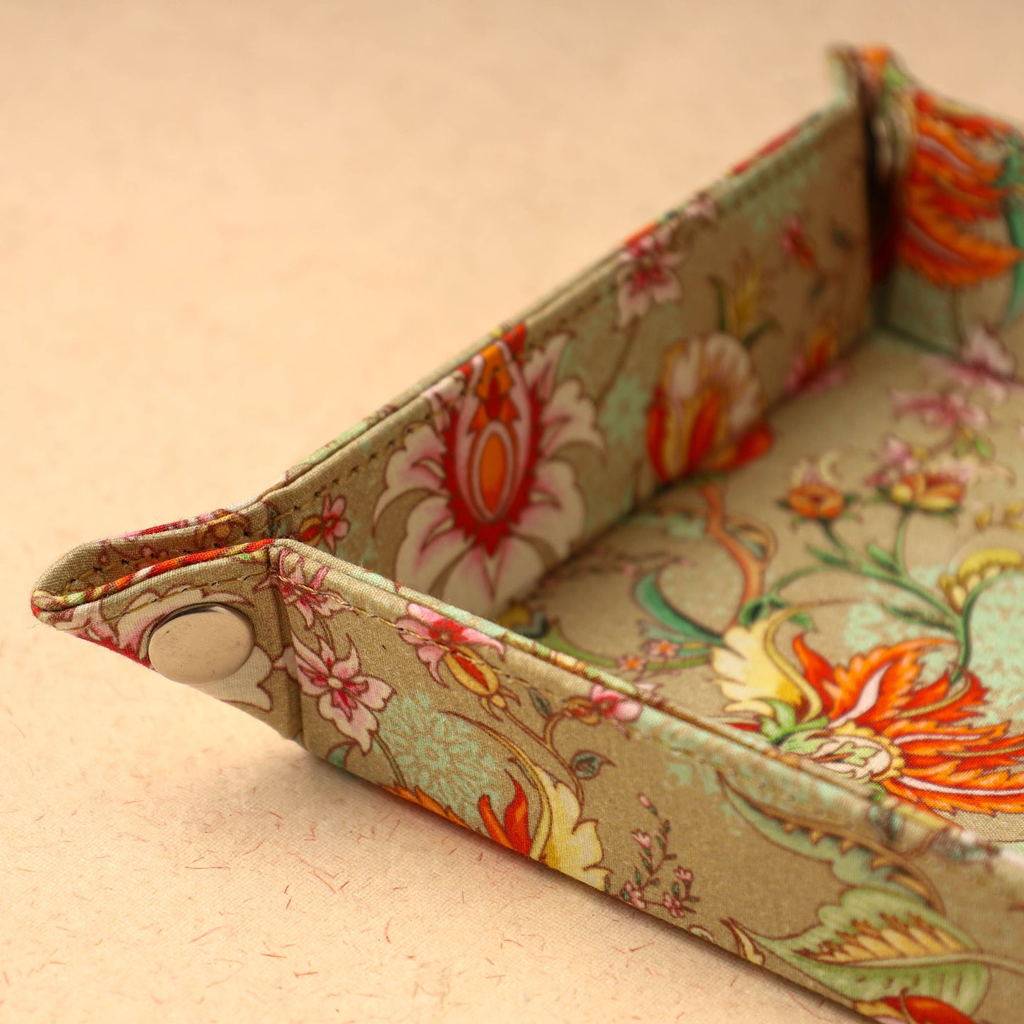 Floral Printed Handcrafted Basket / Valet Tray (6 x 6 in) 37