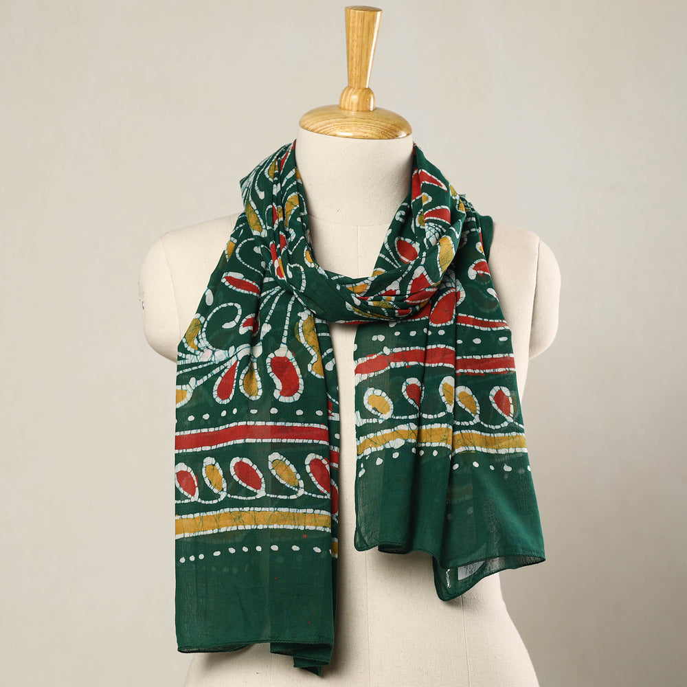 Green - Hand Batik Printed Mul Cotton Stole 30