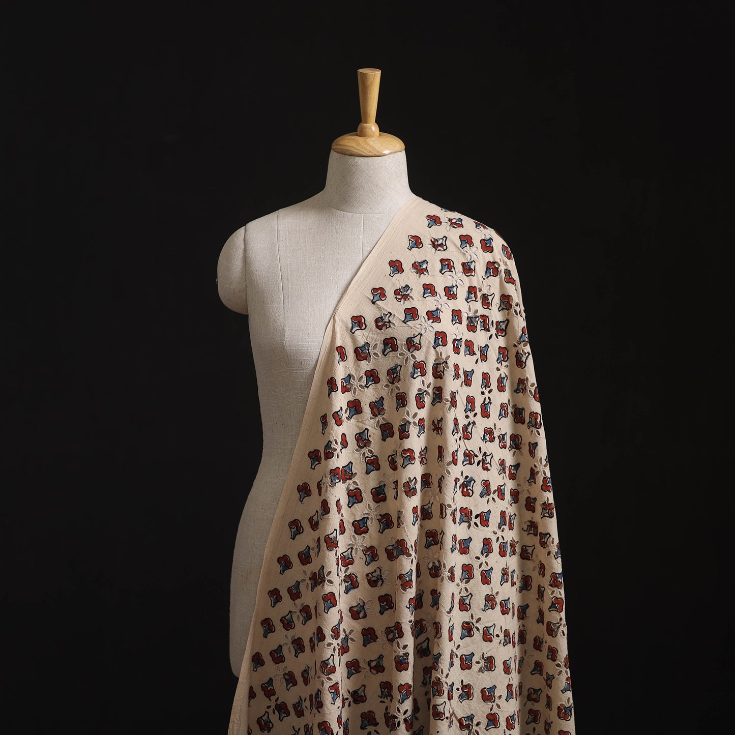 Natural Dyed Ajrakh Hand Block Print Cotton Hakoba Fabric 135