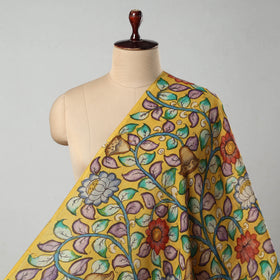  Yellow Bangalore Silk Srikalahasti Pen Kalamkari Fabric