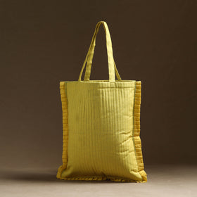 Yellow - handcrafted cotton frill jhola bag 12