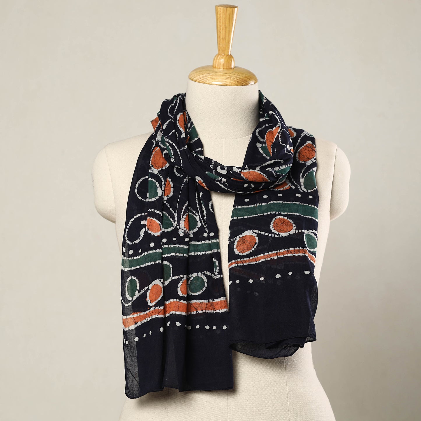 Black - Hand Batik Printed Mul Cotton Stole 33