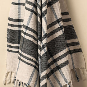 Black - Honeycomb Handloom Cotton Bath Towel From Dehradun