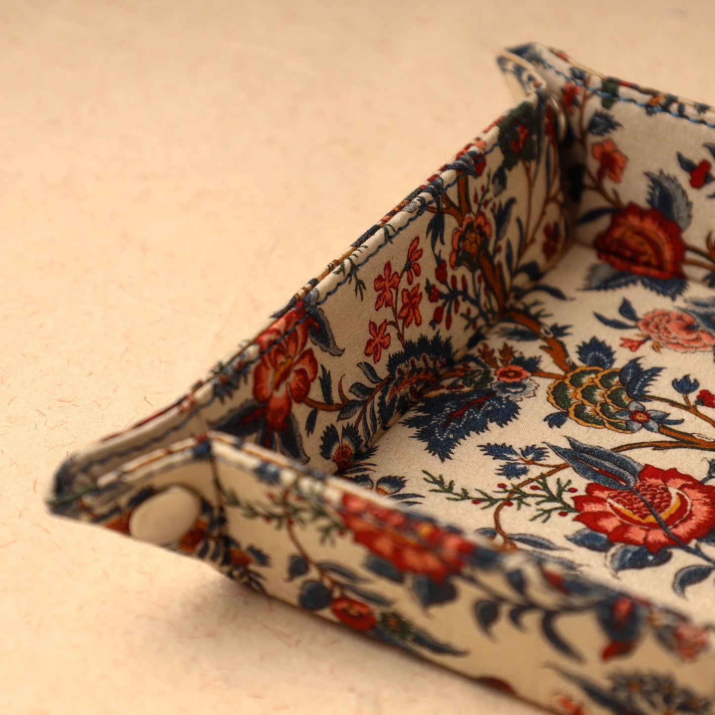 Floral Printed Handcrafted Basket / Valet Tray (6 x 6 in) 36