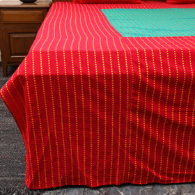 Red - patchwork cotton double jacquard bedsheet set 17