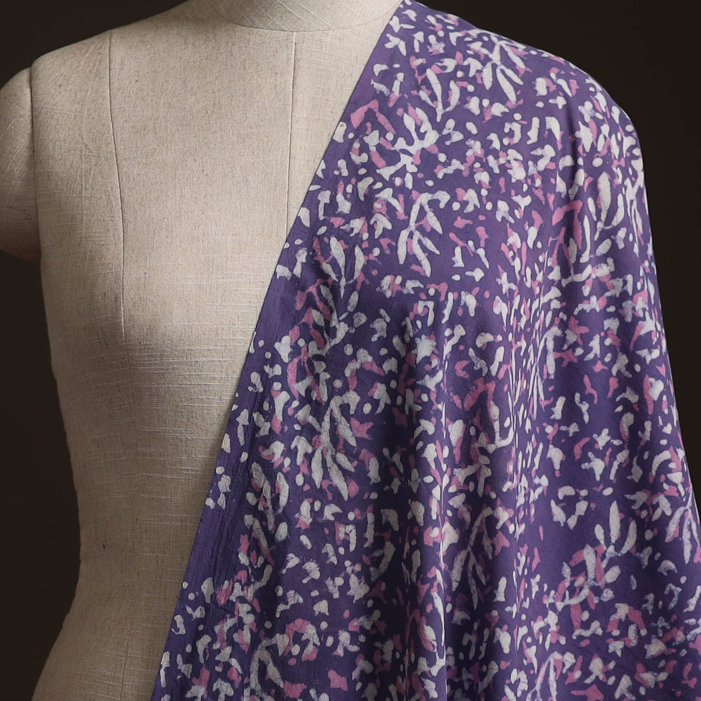 Purple - Bagru Dabu Hand Block Print Natural Dyed Cotton Fabric 68