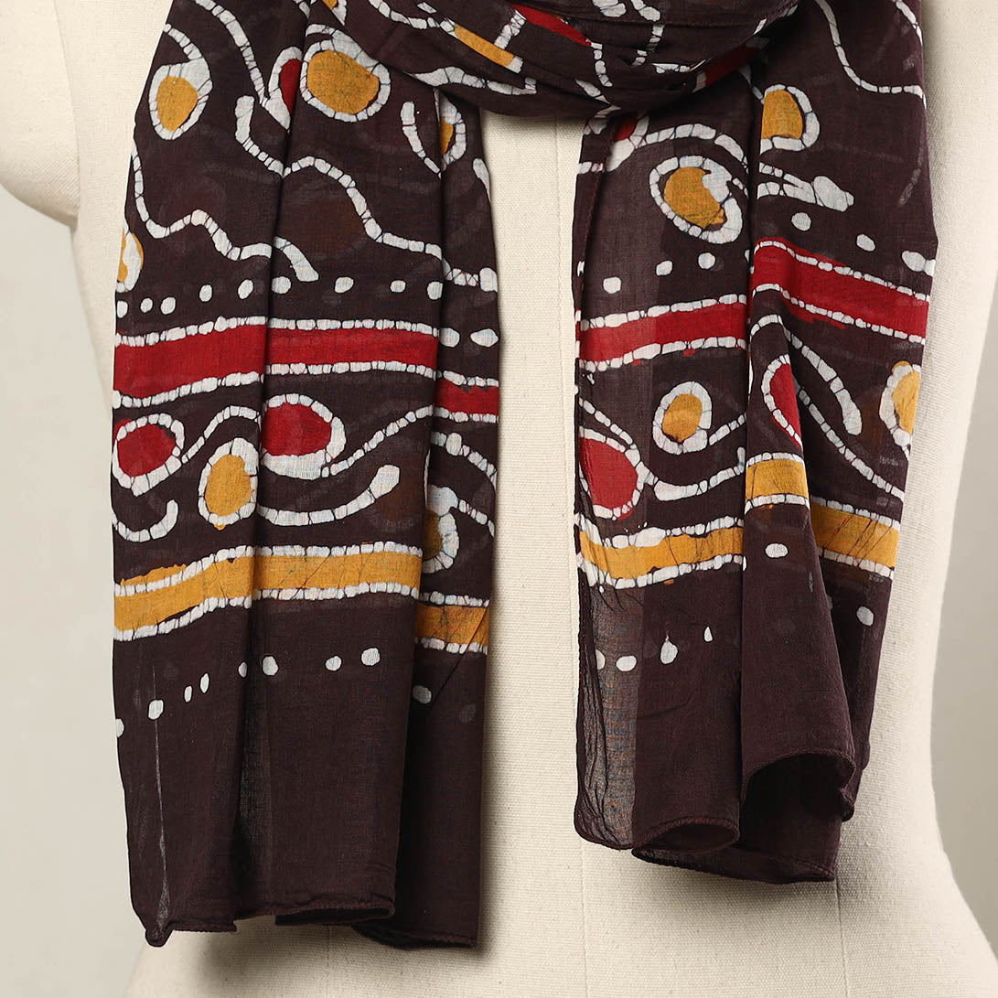 Brown - Hand Batik Printed Mul Cotton Stole 37