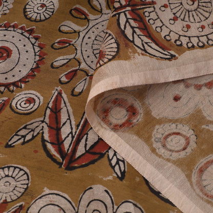 Brown - Bagru Ajrakh Dabu Block Printed Natural Dyed Chanderi Silk Fabric 12)