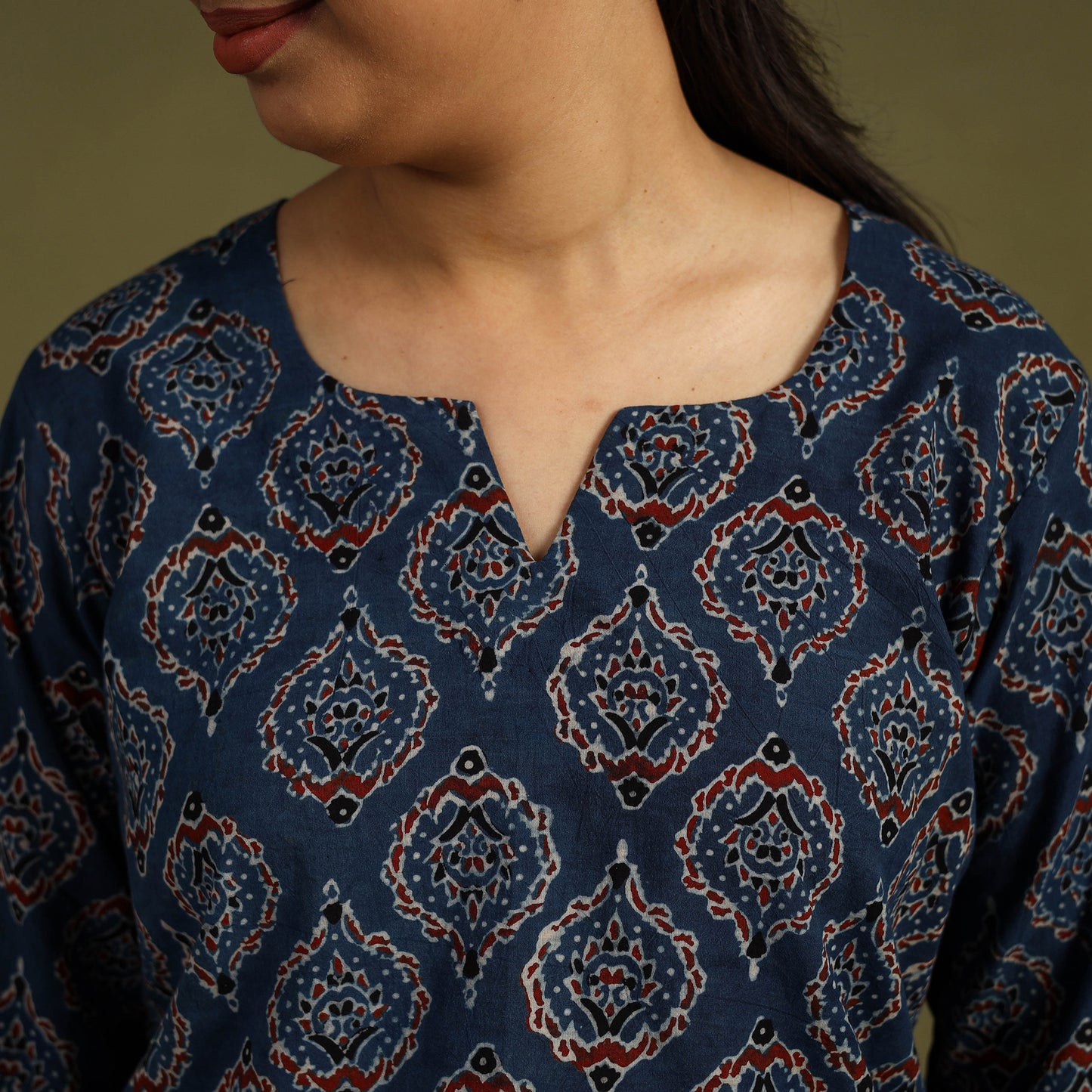 Blue Cotton Ajrakh Block Print Night Suit Set