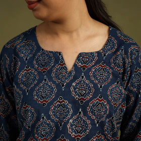 Blue Cotton Ajrakh Block Print Night Suit Set