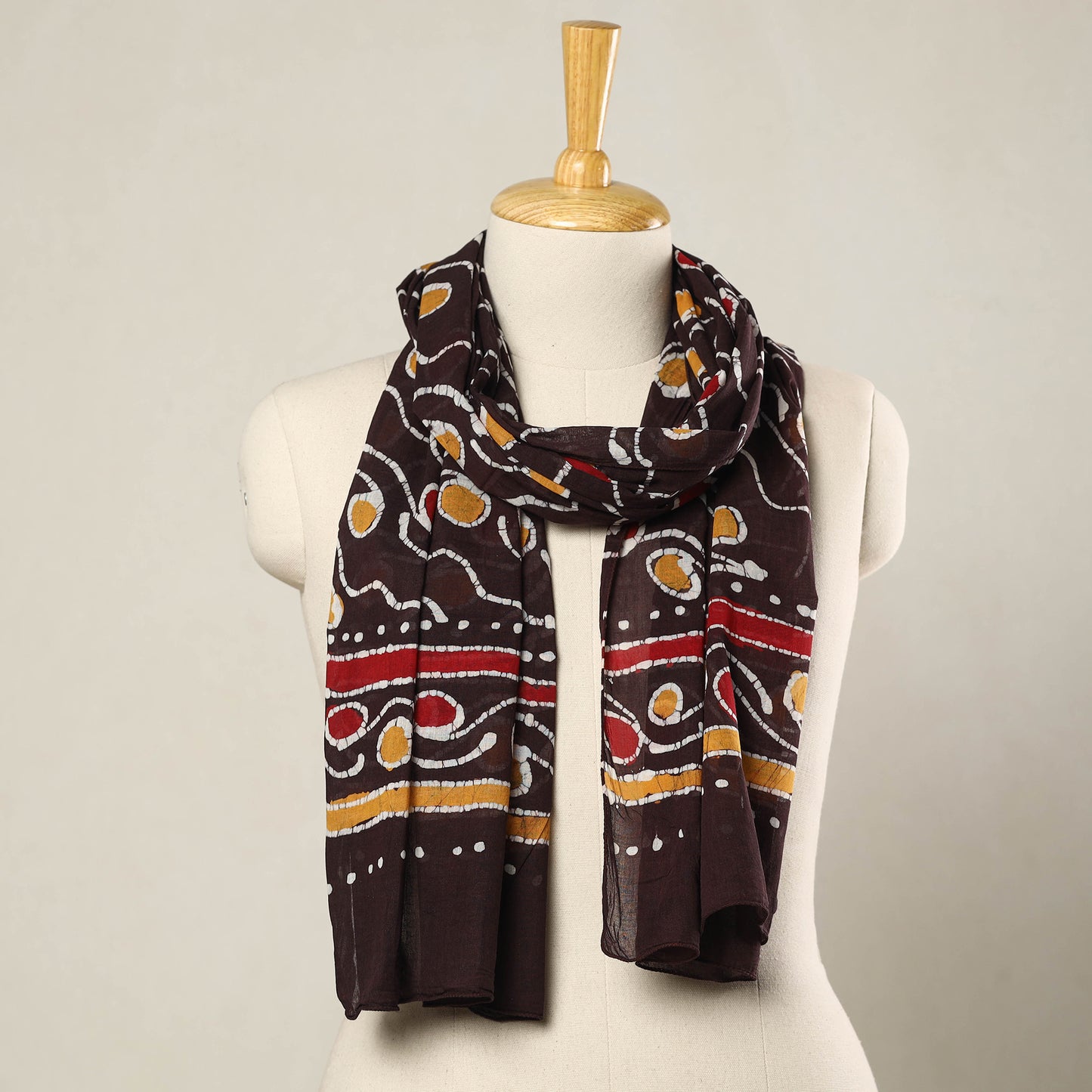 Brown - Hand Batik Printed Mul Cotton Stole 37