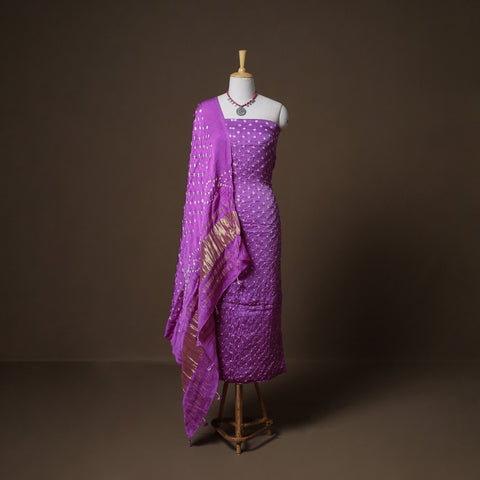 Kutch Bandhani Modal Silk Unstitched Dress Material: Kurta, Bottom & Dupatta 14