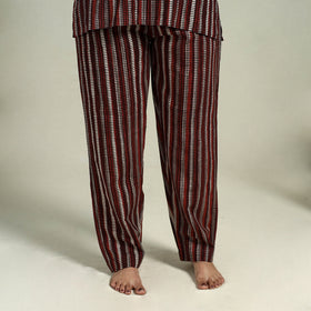  Maroon Block Print Cotton Bagru Night Suit Set