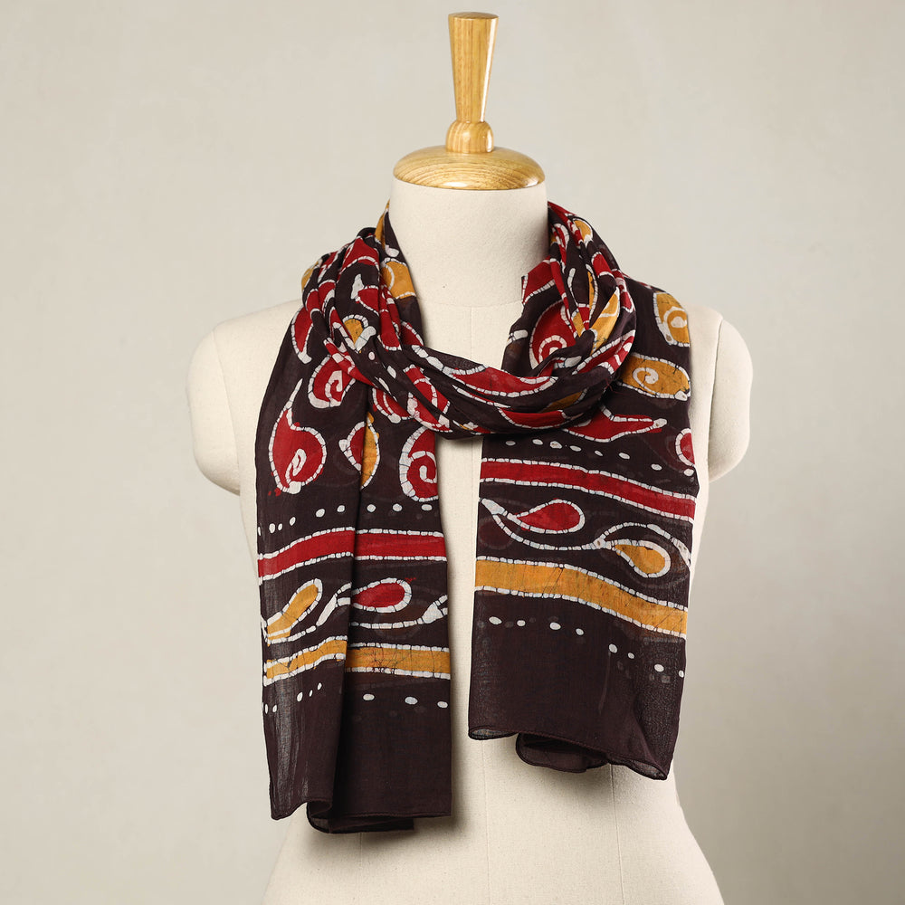 Brown - Hand Batik Printed Mul Cotton Stole 39