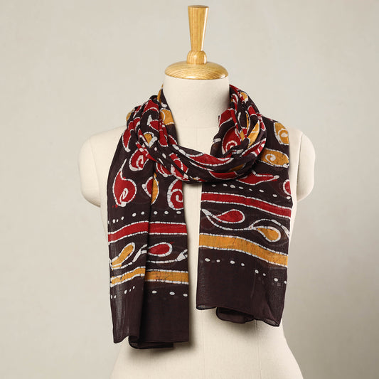 Brown - Hand Batik Printed Mul Cotton Stole 39