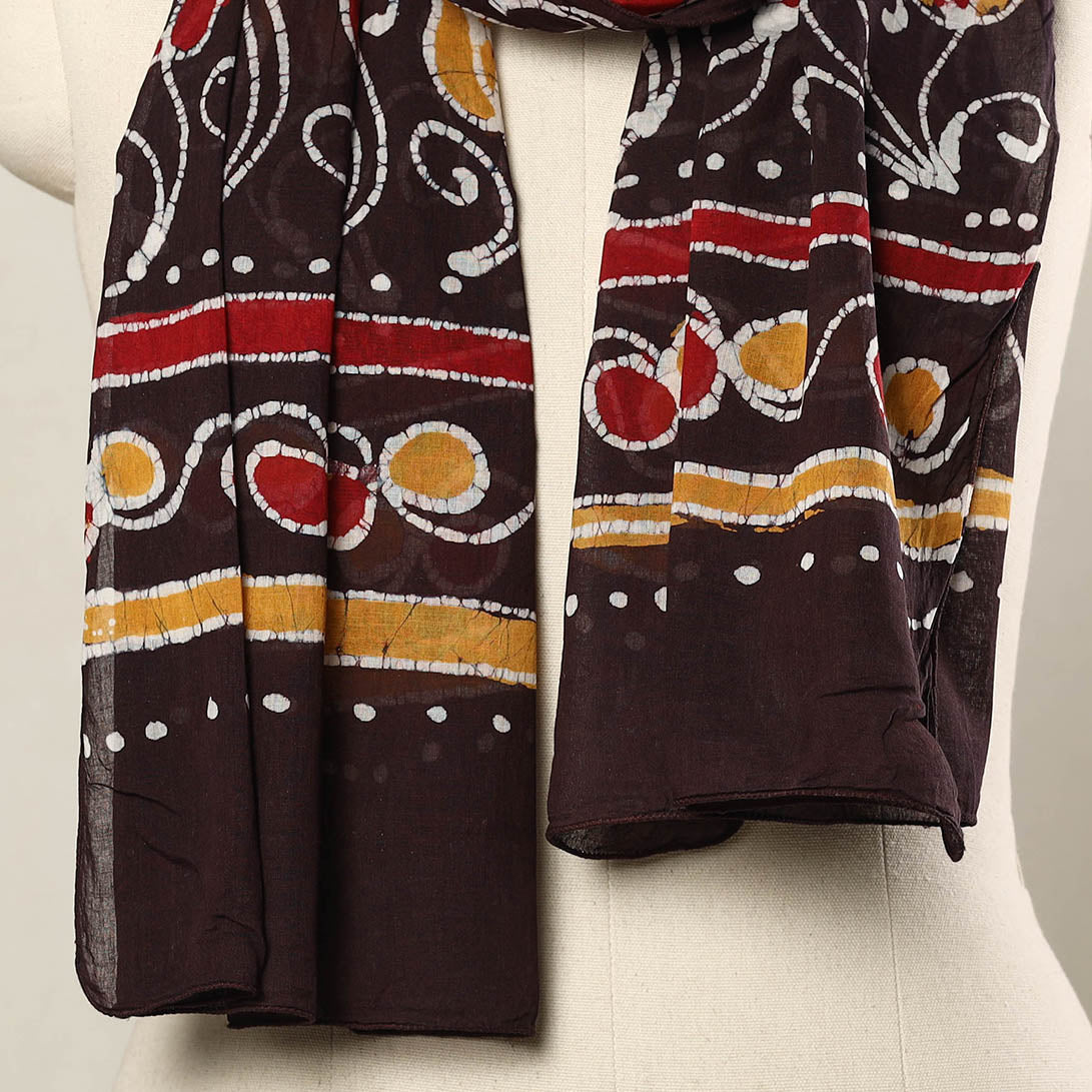 Brown - Hand Batik Printed Mul Cotton Stole 40