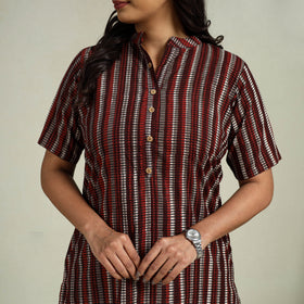  Maroon Block Print Cotton Bagru Night Suit Set
