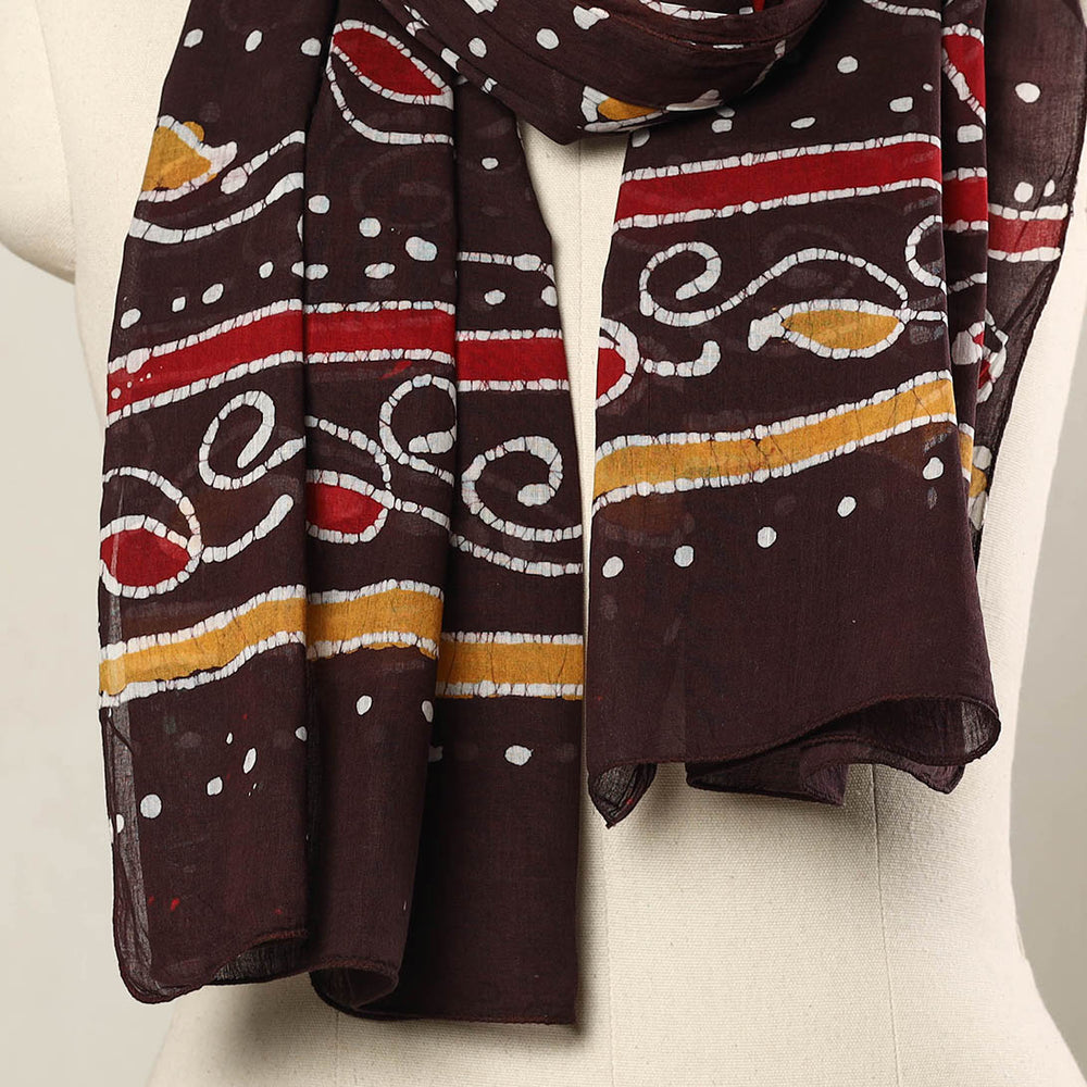 Brown - Hand Batik Printed Mul Cotton Stole 42