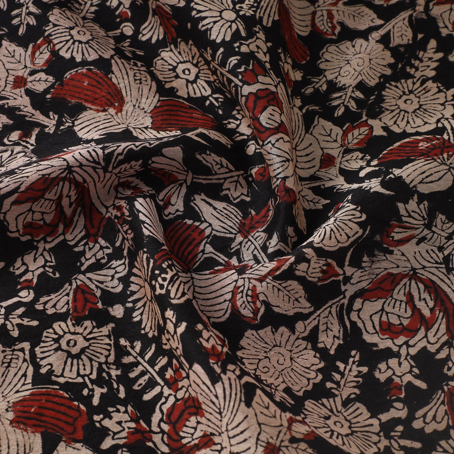 Brown - Bagru Ajrakh Dabu Block Printed Natural Dyed Chanderi Silk Fabric 13