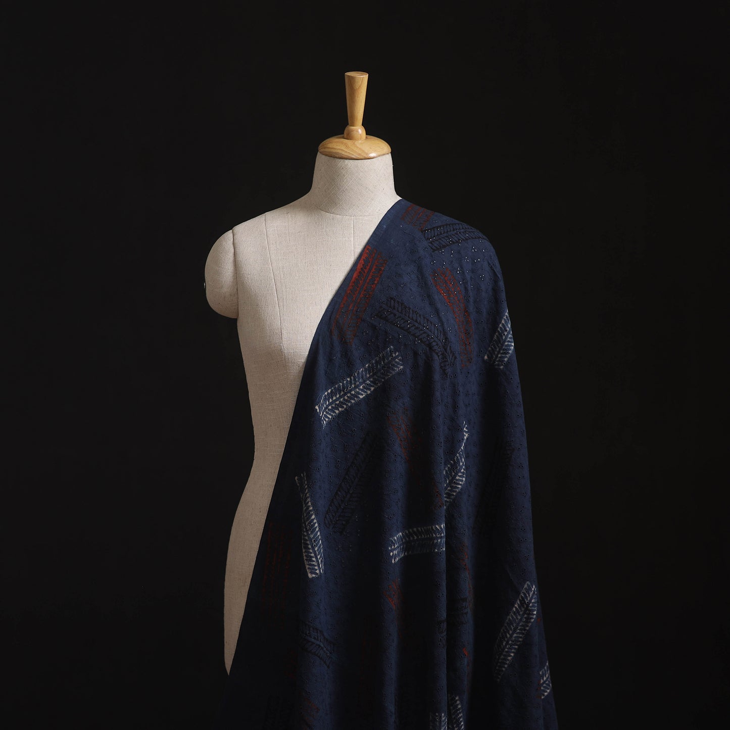 Natural Dyed Ajrakh Hand Block Print Cotton Hakoba Fabric 146
