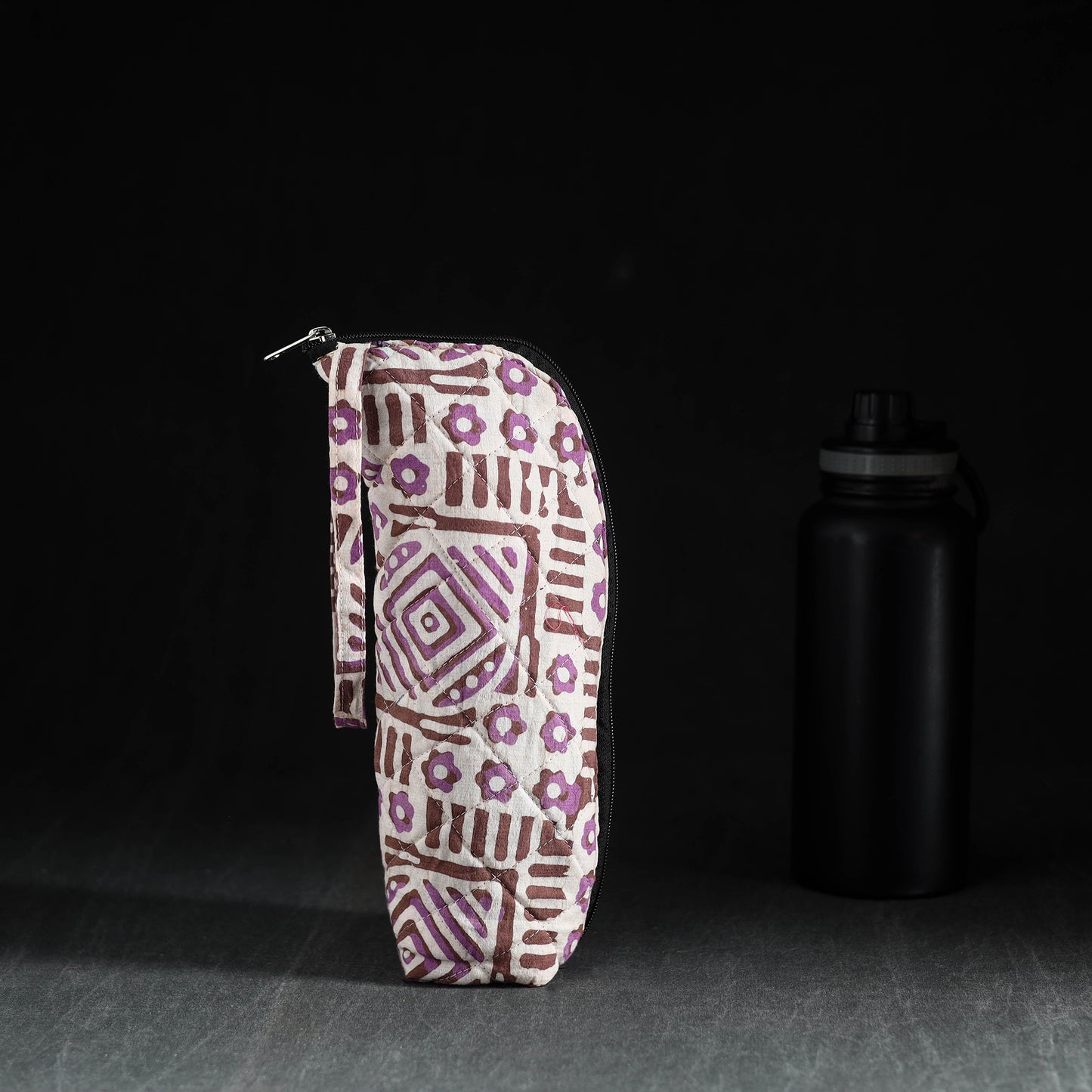 Purple Handmade Cotton 1L Water Bottle Cover
