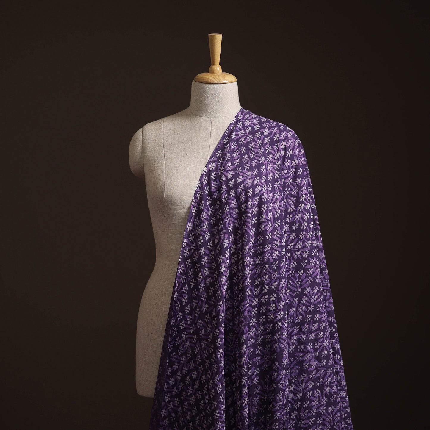 Purple - Bagru Dabu Hand Block Print Natural Dyed Cotton Fabric 71