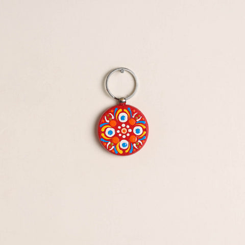 Handpainted Mandala Art Wooden Keychain 49