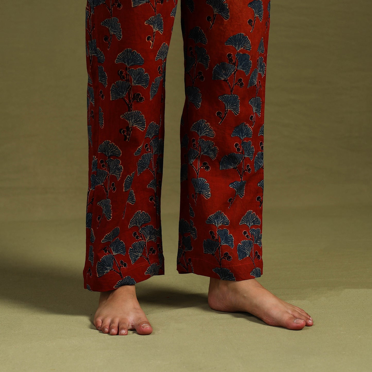 Red Cotton Ajrakh Block Print Night Suit Set