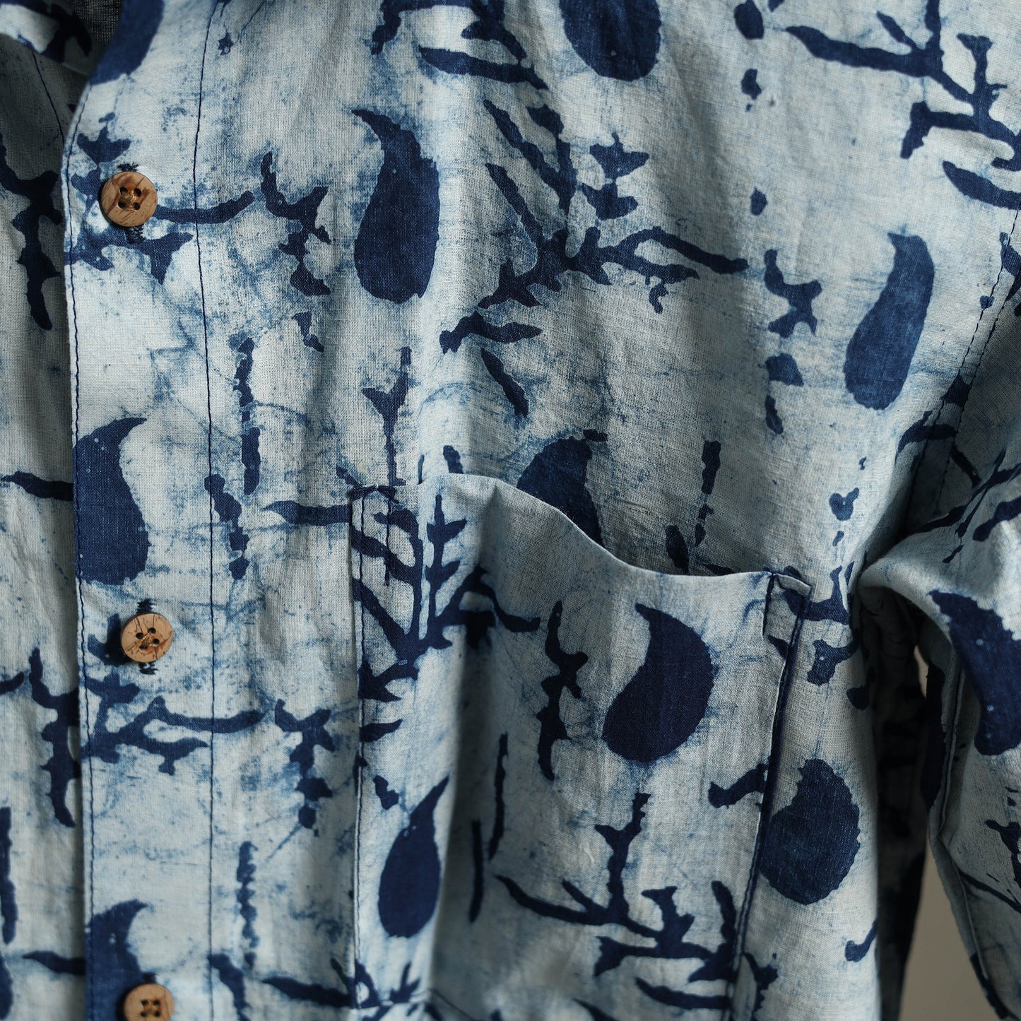 Blue - cotton men full sleeve indigo bagru shirt 12