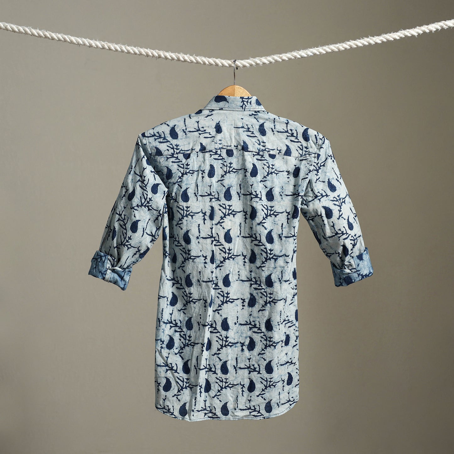 Blue - cotton men full sleeve indigo bagru shirt 12