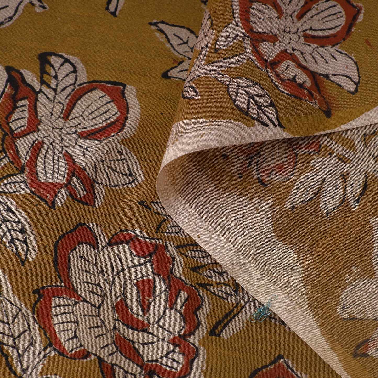 Brown - Bagru Ajrakh Dabu Block Printed Natural Dyed Chanderi Silk Fabric 14