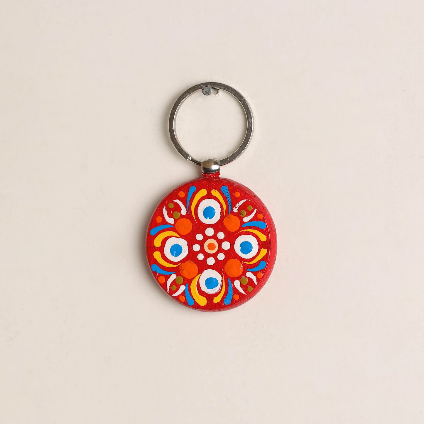 Handpainted Mandala Art Wooden Keychain 49