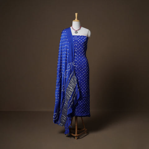 Kutch Bandhani Modal Silk Unstitched Dress Material: Kurta, Bottom & Dupatta 15