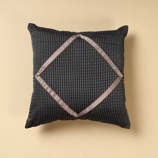 Black - Khun Weave Cotton Cushion Cover (16 x 16 in)