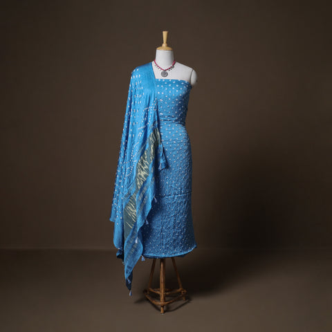 Kutch Bandhani Modal Silk Unstitched Dress Material: Kurta, Bottom & Dupatta 16