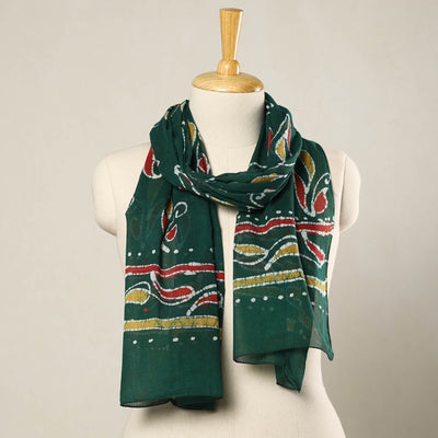 Green - Hand Batik Printed Mul Cotton Stole 51