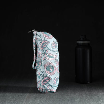 Blue Handmade Cotton 1L Water Bottle Cover