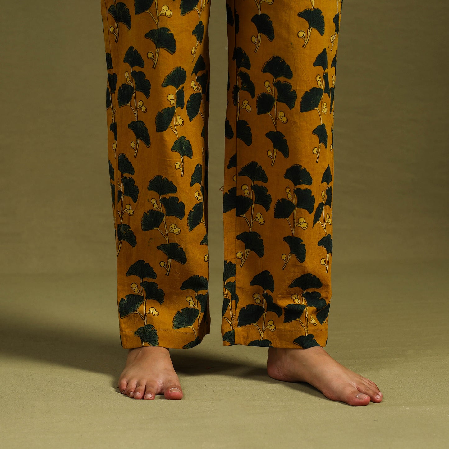 Yellow Cotton Ajrakh Block Print Night Suit Set