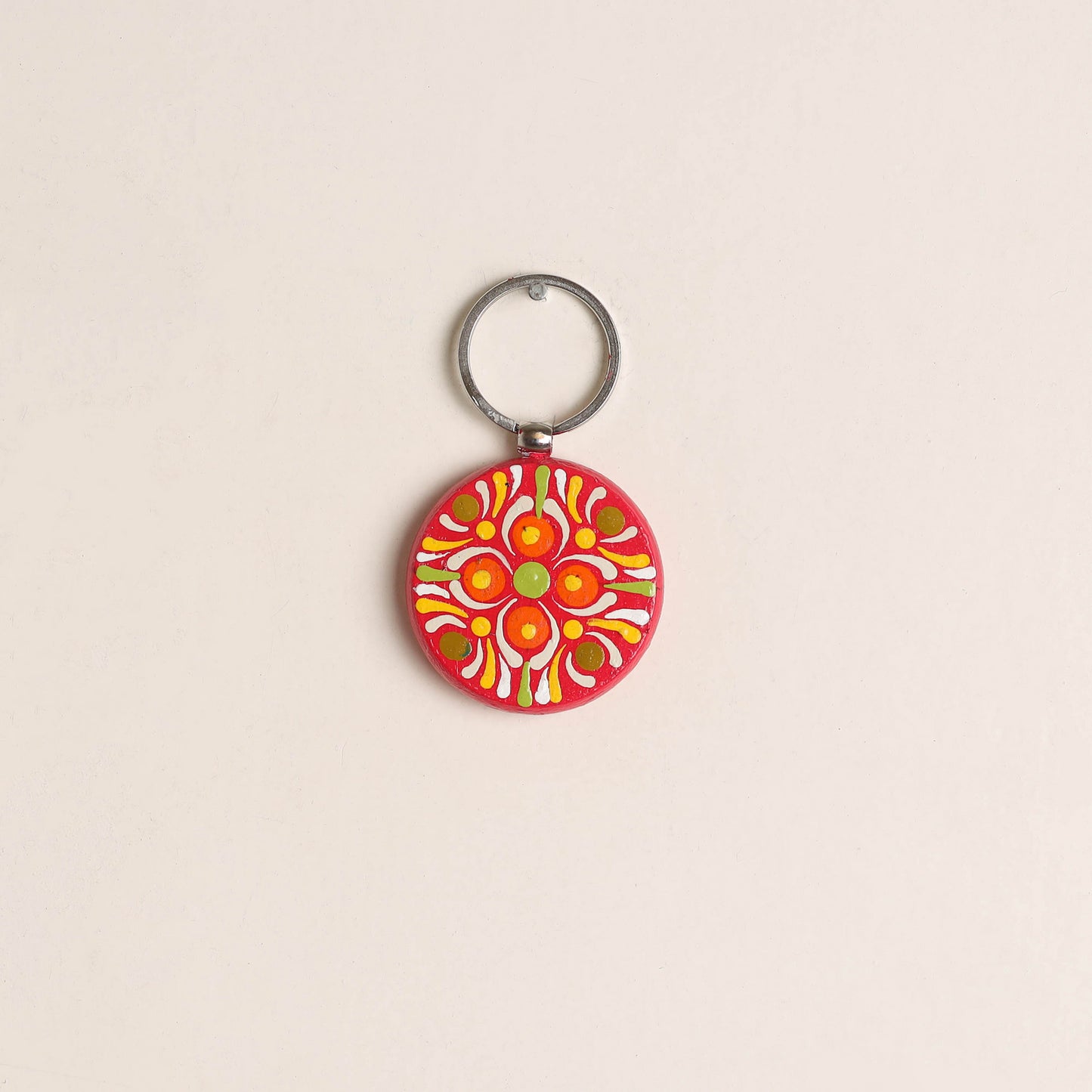 Handpainted Mandala Art Wooden Keychain 52
