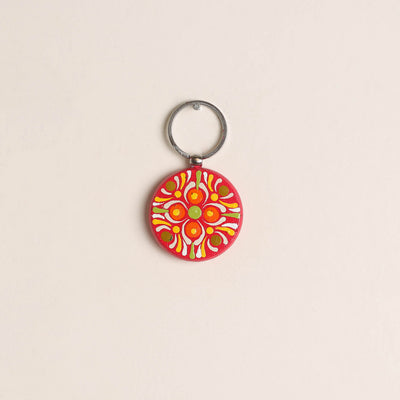 Handpainted Mandala Art Wooden Keychain 52
