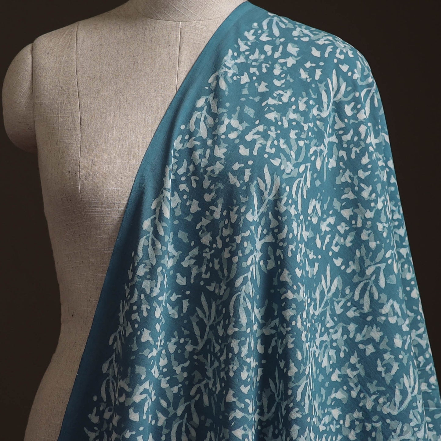 Blue - Bagru Dabu Hand Block Print Natural Dyed Cotton Fabric 74