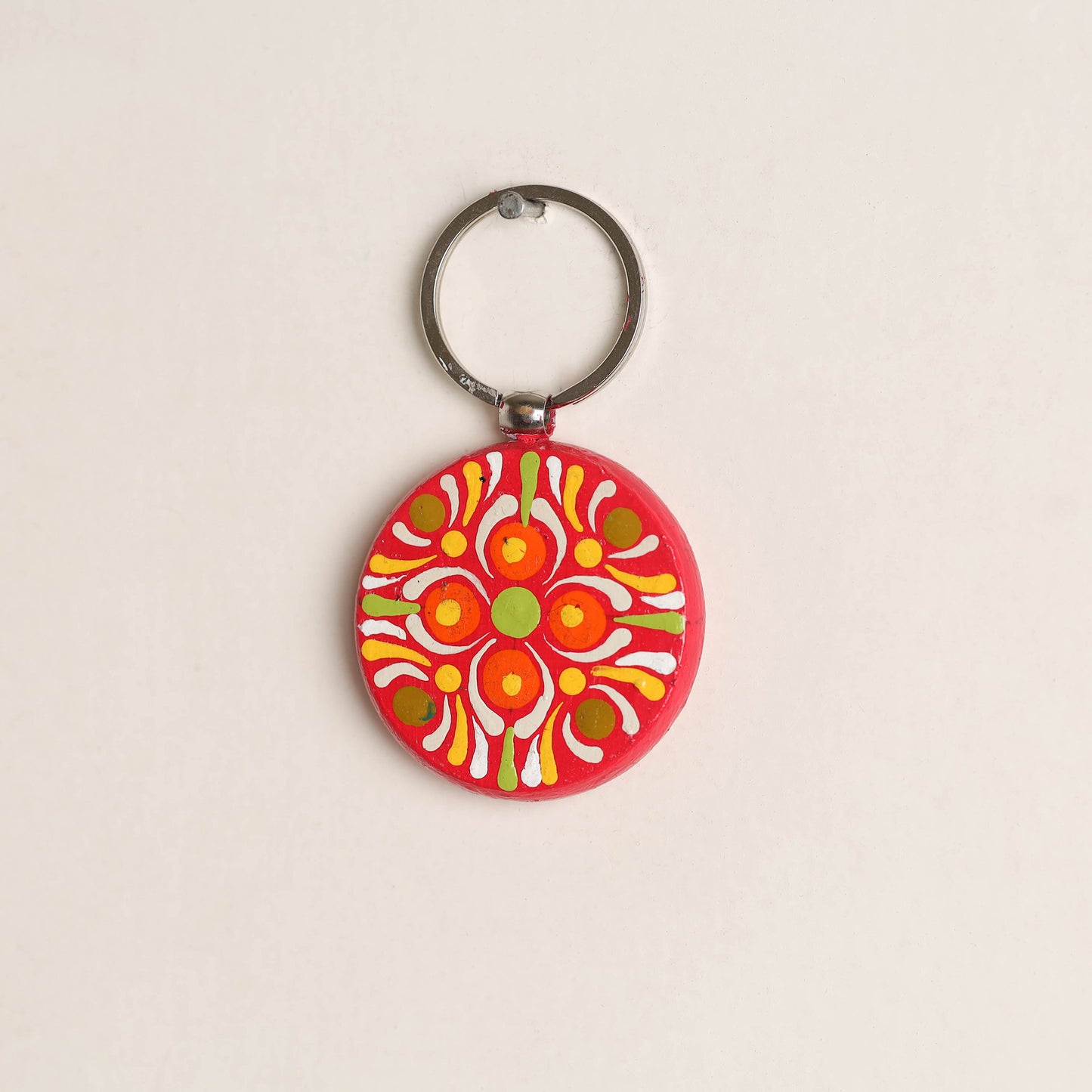 Handpainted Mandala Art Wooden Keychain 52