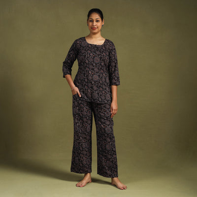 Buy Cotton Ajrakh Block Print Night Suit Set