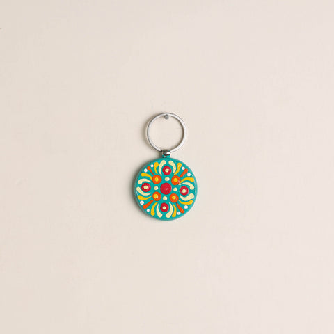 Handpainted Mandala Art Wooden Keychain 53