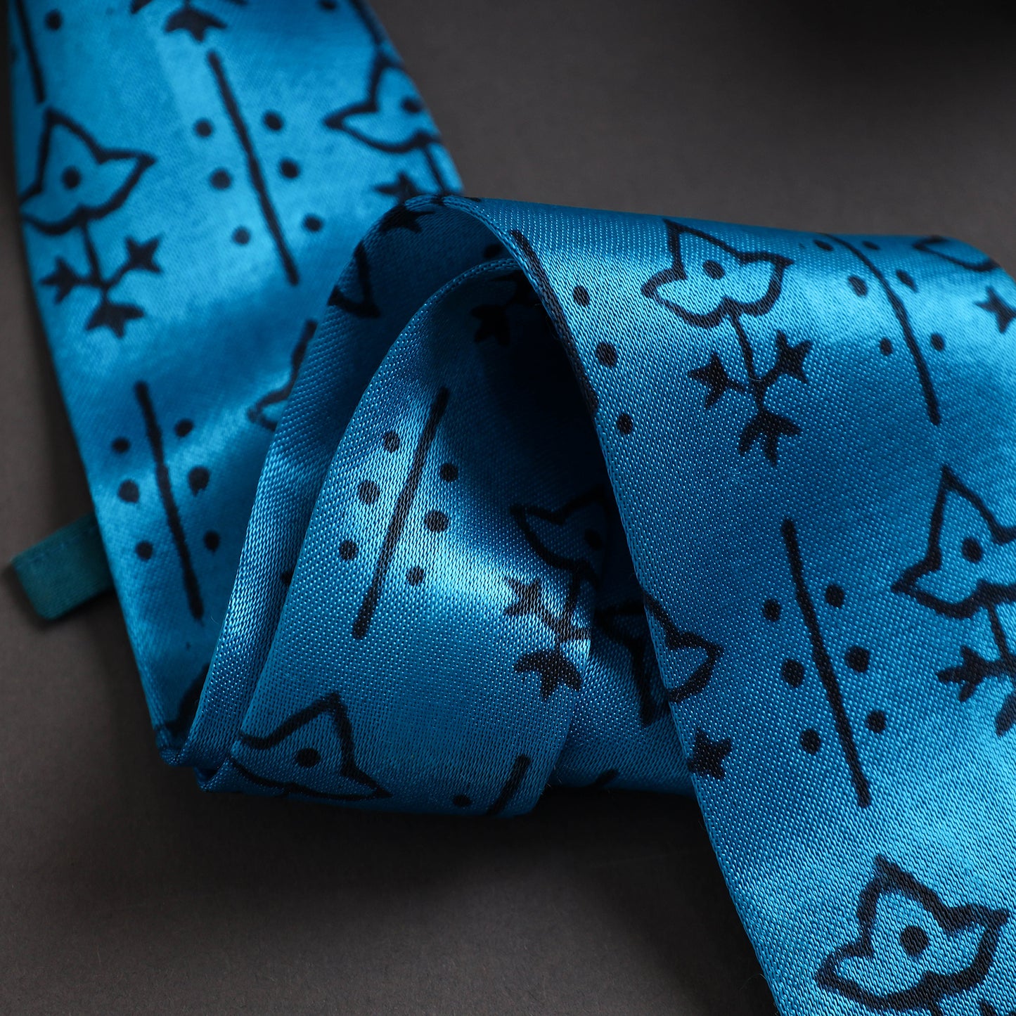 Block Printed Mashru Silk Handmade Necktie for Men