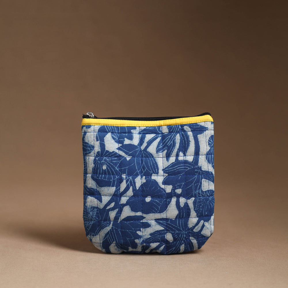 Blue - Handmade Quilted Cotton Utility Pouch 48