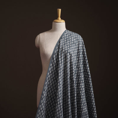Grey - Bagru Dabu Hand Block Print Natural Dyed Cotton Fabric 75